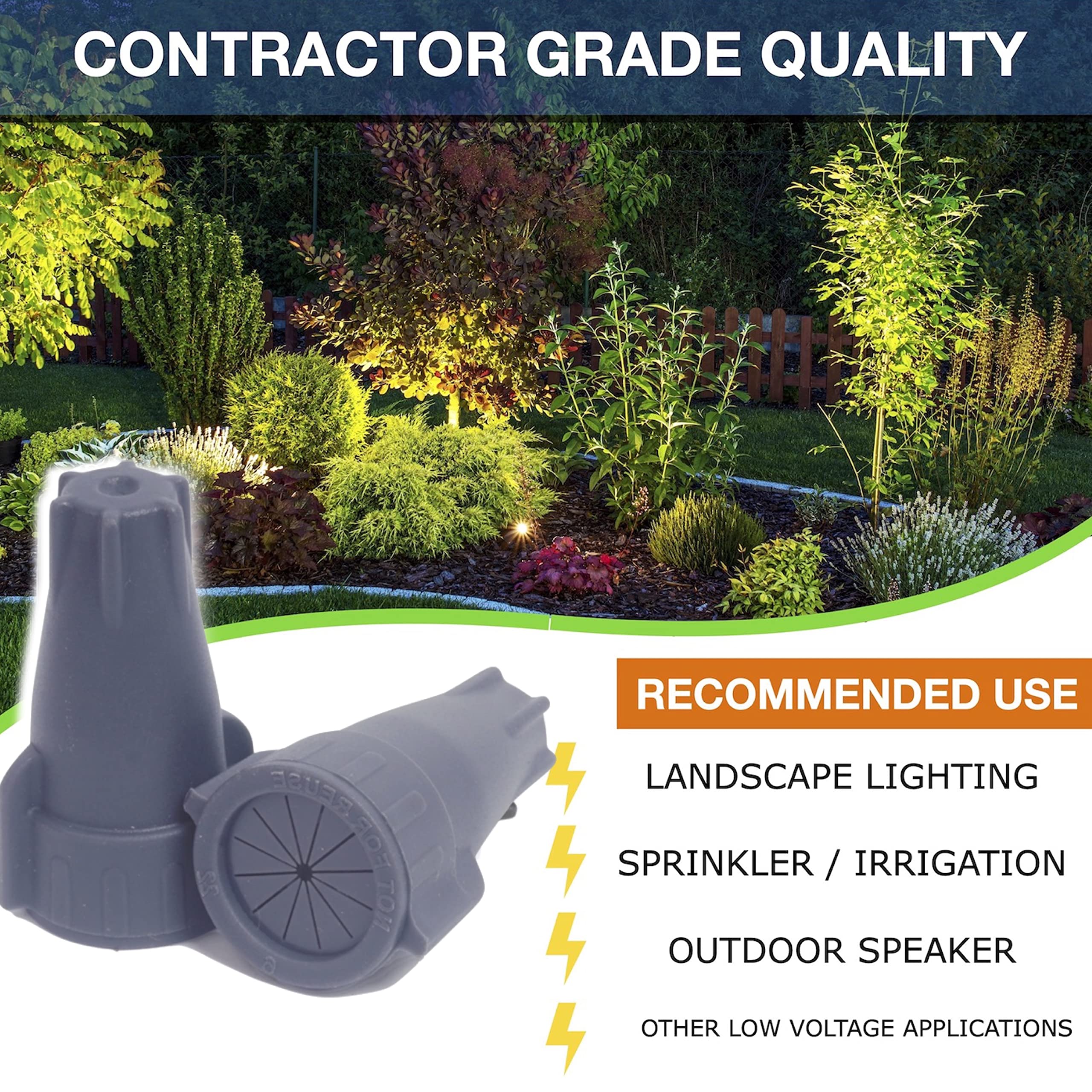 100 Pack 6-22 AWG Premium Waterproof Wire Connectors - Durable Electrical Caps for LED Landscape Lights, Irrigation Valves, Outdoor Speakers, and Solar Panel Wiring