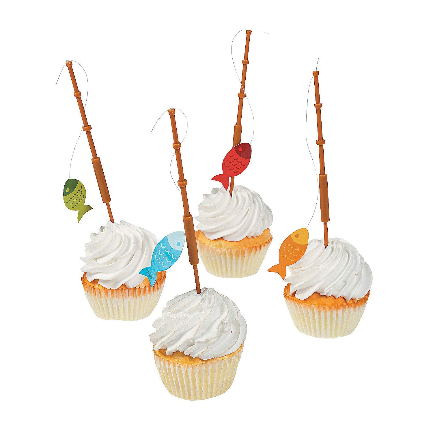 Little Fisherman Fishing Pole Picks - Set of 25 - Party Favors & Decorations - Perfect for Birthday Parties, Baby Showers, and Themed Events
