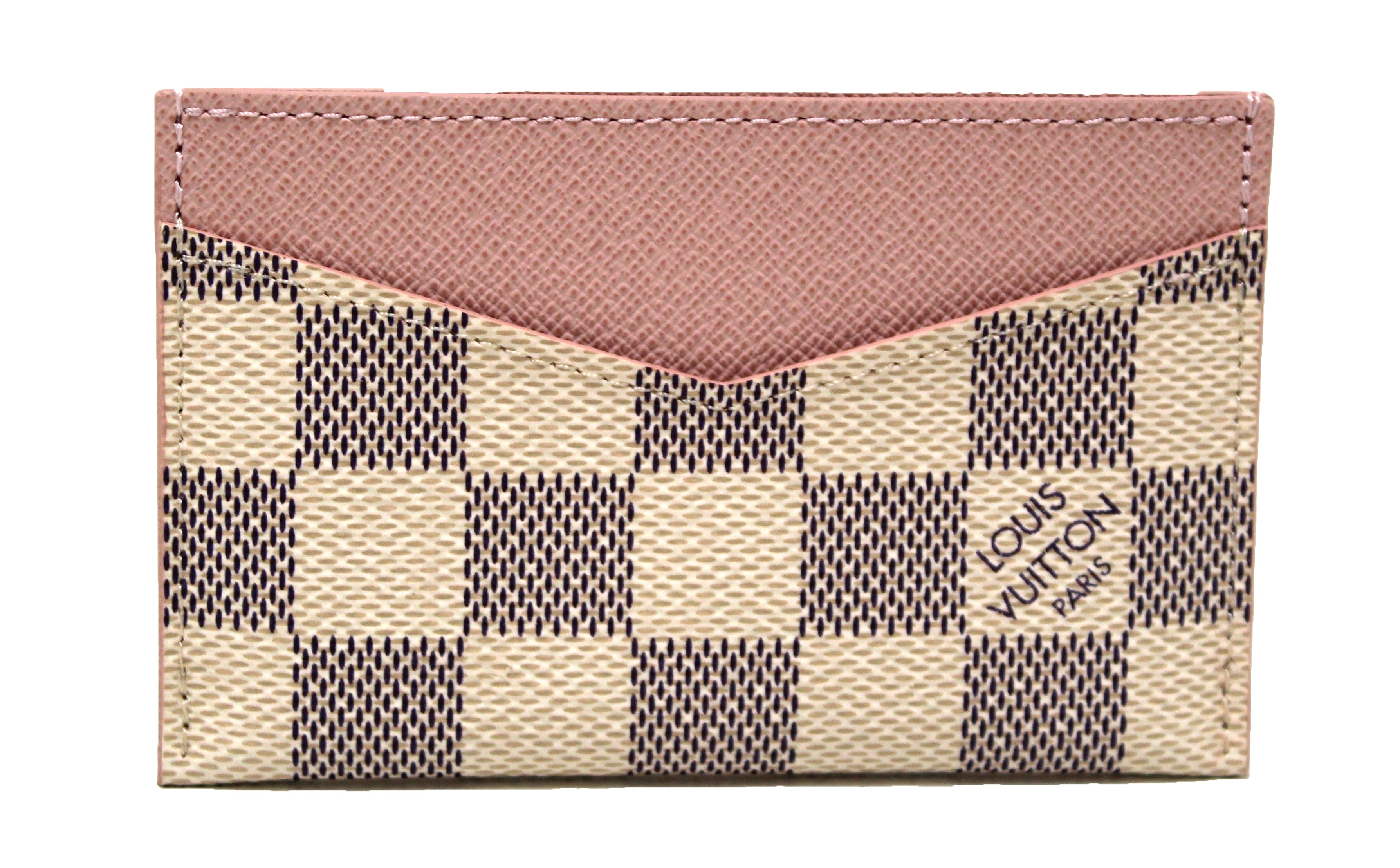 Authentic Louis Vuitton Damier Azur Light Pink Leather Card Holder Wallet - Perfect for Everyday Use, Travel & Gift Giving