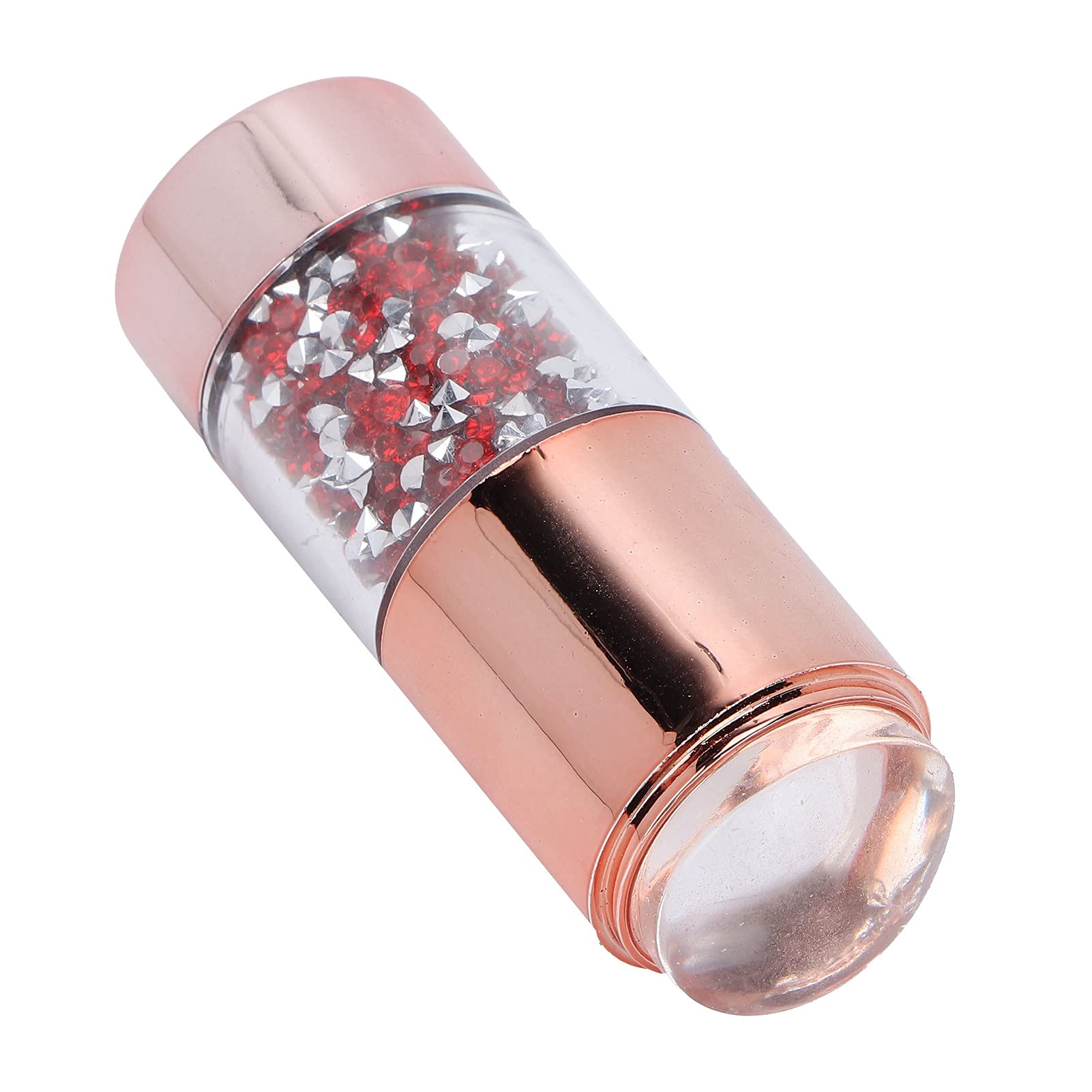 Portable Nail Art Stamper Kit - Compact Silicone Manicure Tool Set with Colored Rhinestones & Protective Cover | DIY Home Nail Design for Women & Girls | Perfect for Parties, Salons & Gift Giving