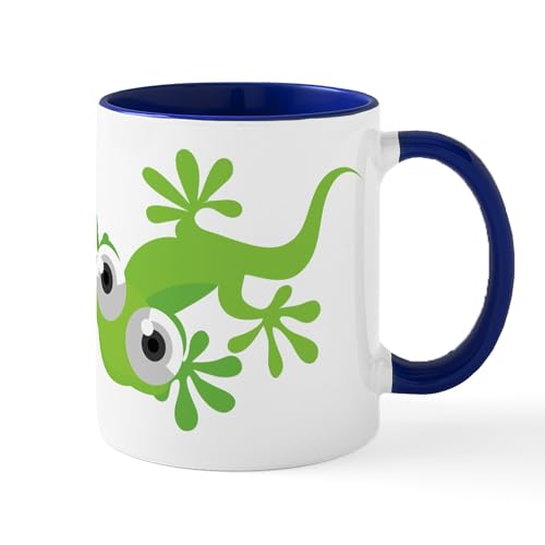 White/Navy Inside - Cartoon Gecko Mug