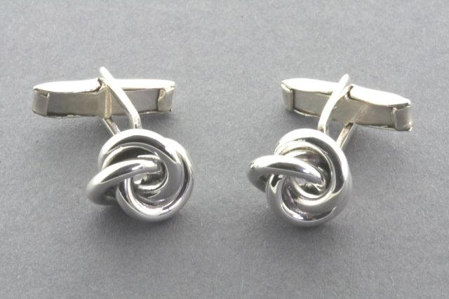 Elegant Polished Sterling Silver Knot Cufflinks for Men - Perfect for Weddings, Formal Events & Business Attire