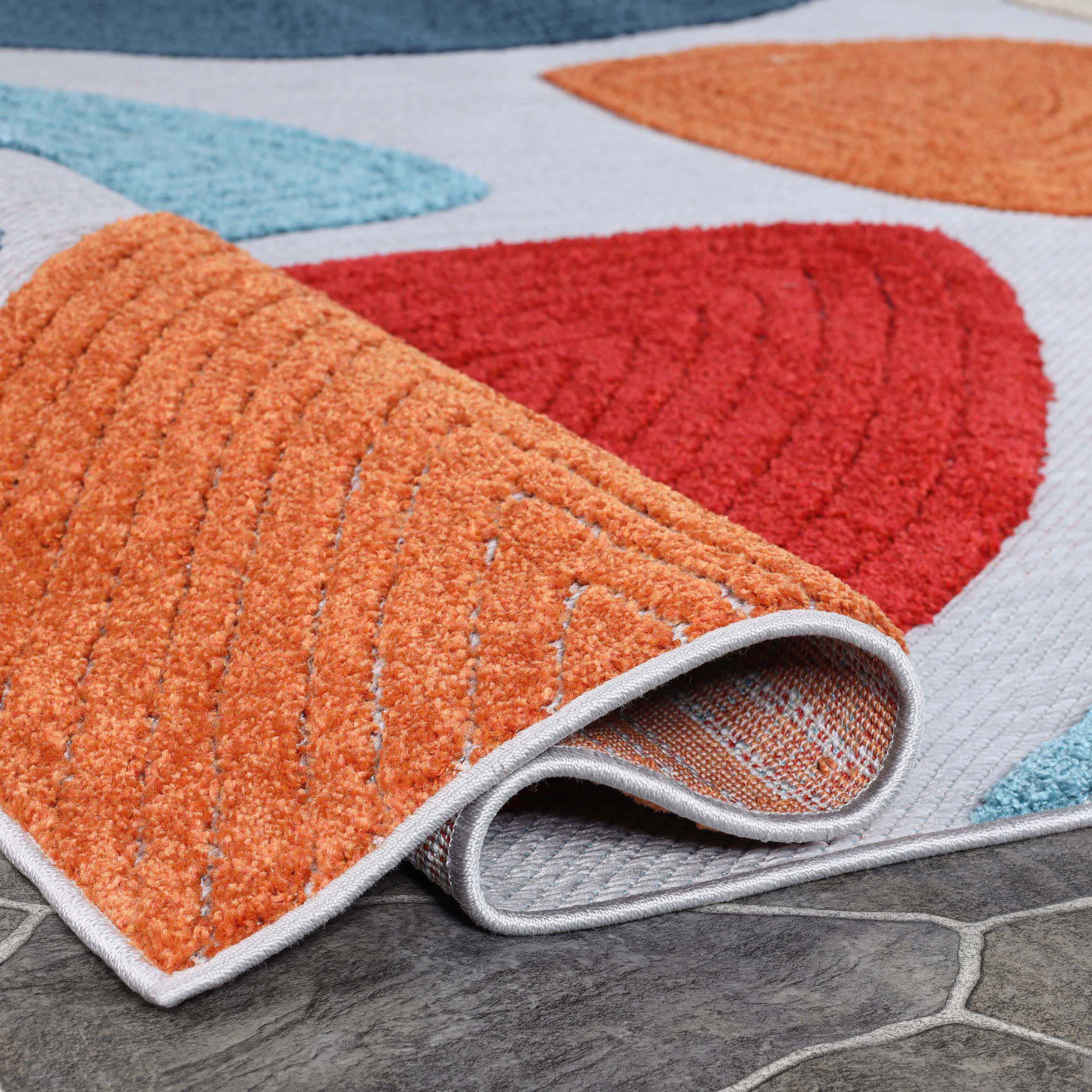 Modern Geometric Indoor Outdoor Area Rug - Non-Slip Tulip Design for Living Room, Bedroom, Patio - Soft & Durable Home Decor