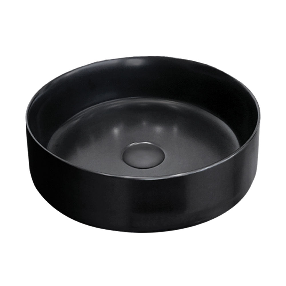 Fienza RB3134B Matte Black Ceramic Above Counter Bathroom Sink Basin - Perfect for Modern Vanities, Powder Rooms & Guest Bathrooms
