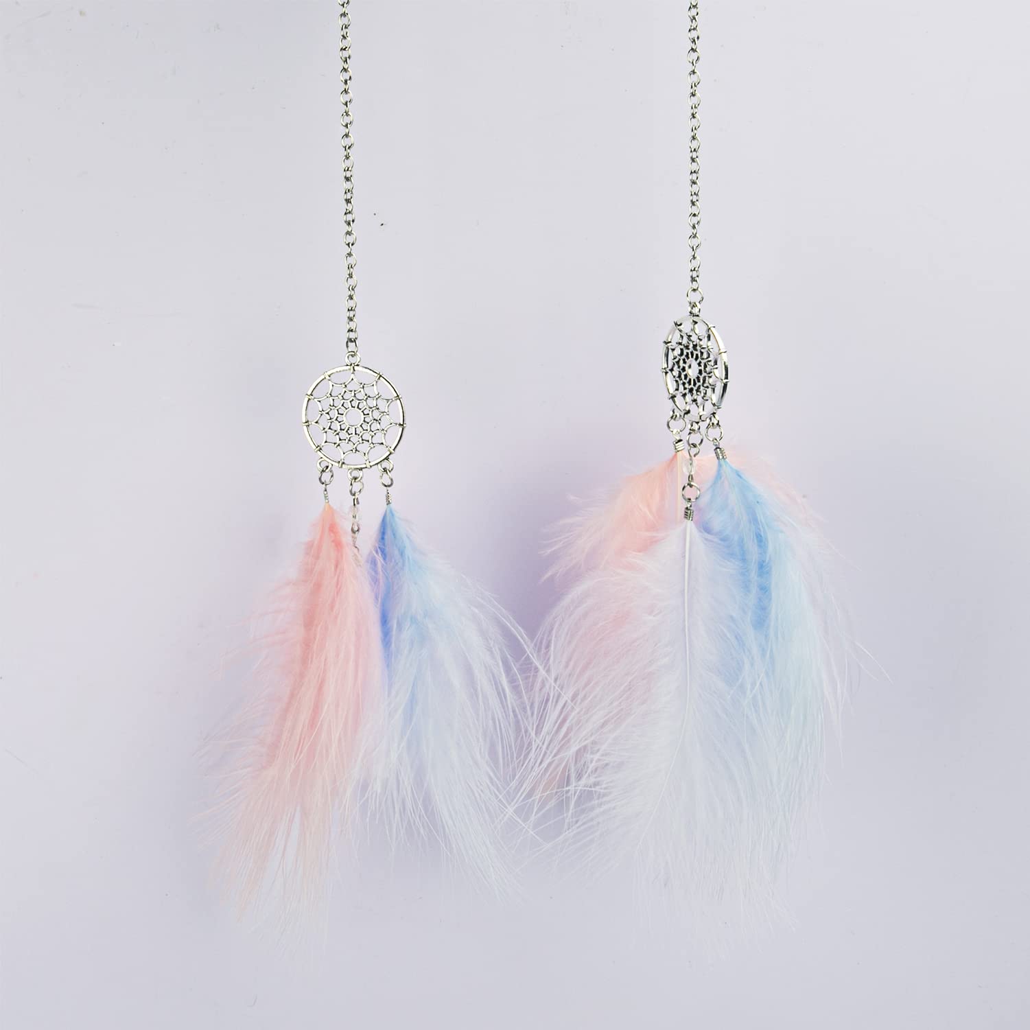 Creative Hollow Moon Feather Car Rear View Mirror Pendant - Stylish White & Blue Hanging Car Accessory for Interior Decoration & Gift Giving