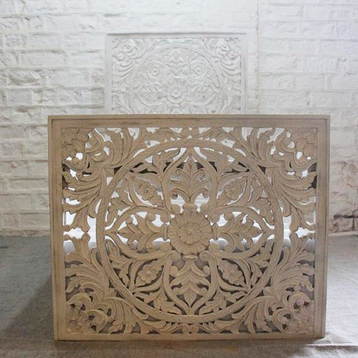 Hand Carved Indian Sera Wooden Trundle Single Bed - White | Solid Wood Frame | Space Saving Guest Bed | Perfect for Kids Rooms, Small Apartments & Guest Bedrooms