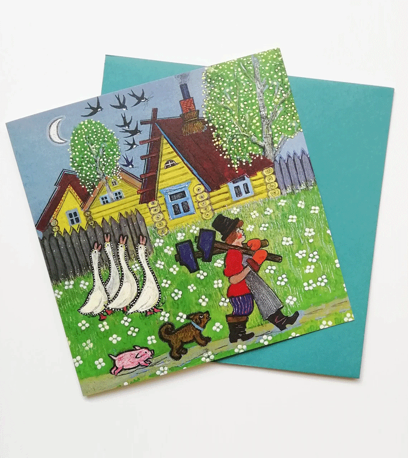 Kapelki Art Farmer with Hammers Greeting Card - Unique Handmade Birthday Card for Farmers, Construction Workers | Perfect for Father's Day, Retirement Gifts & Agricultural Enthusiasts