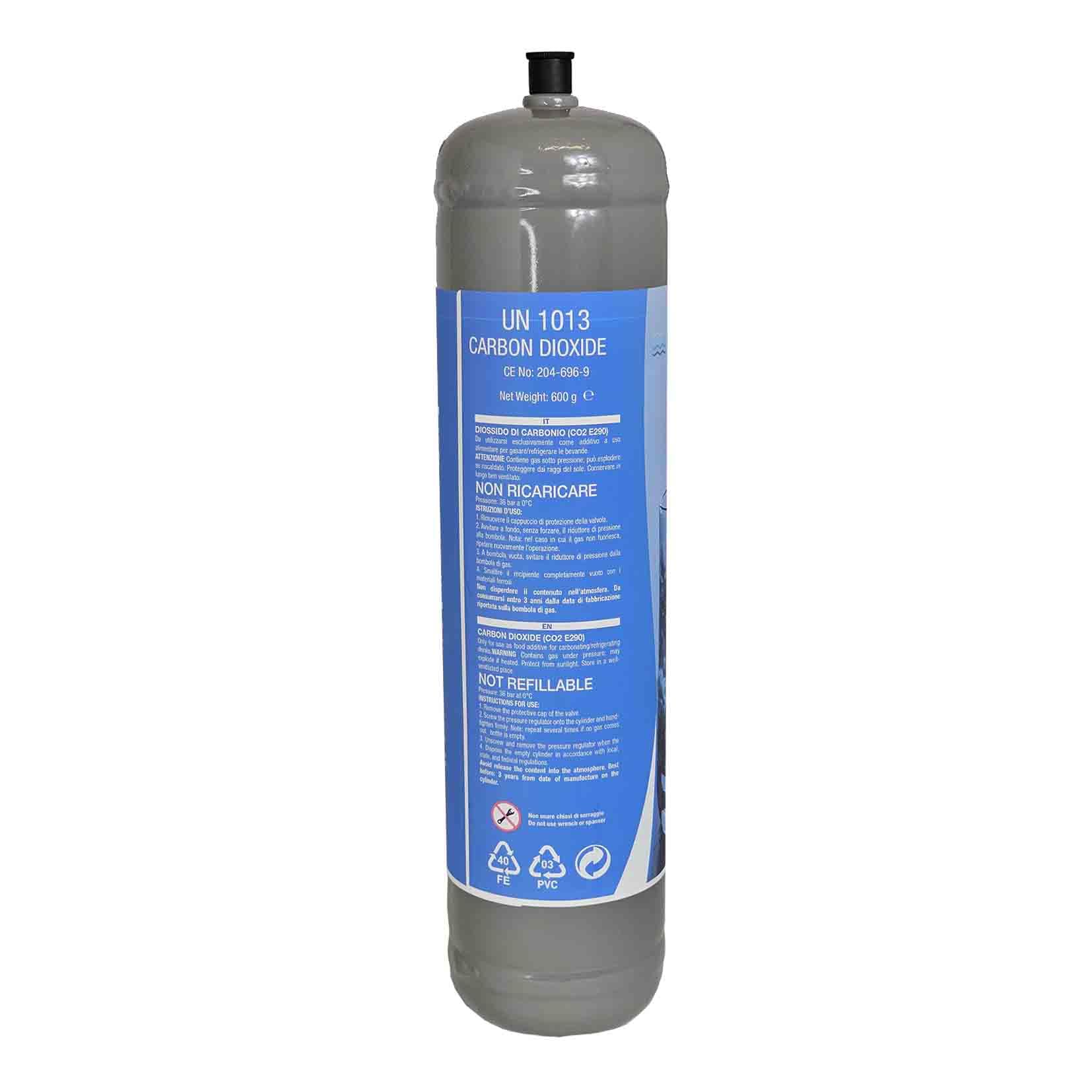 Edenya Bubbles Disposable 600g CO2 Cylinder with M11x1 Thread for Sparkling Water (E290) - Perfect for Soda Makers, Home Carbonation & Beverage Dispensing