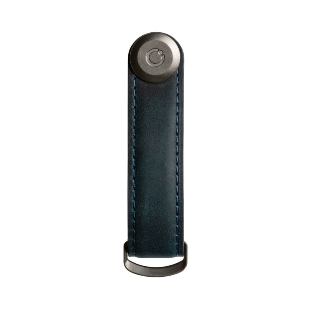 Orbitkey Leather Key Organizer - Genuine Crazy Horse Leather in Marine Blue with Blue Stitching | Compact Key Holder for Home, Office & Travel Accessories