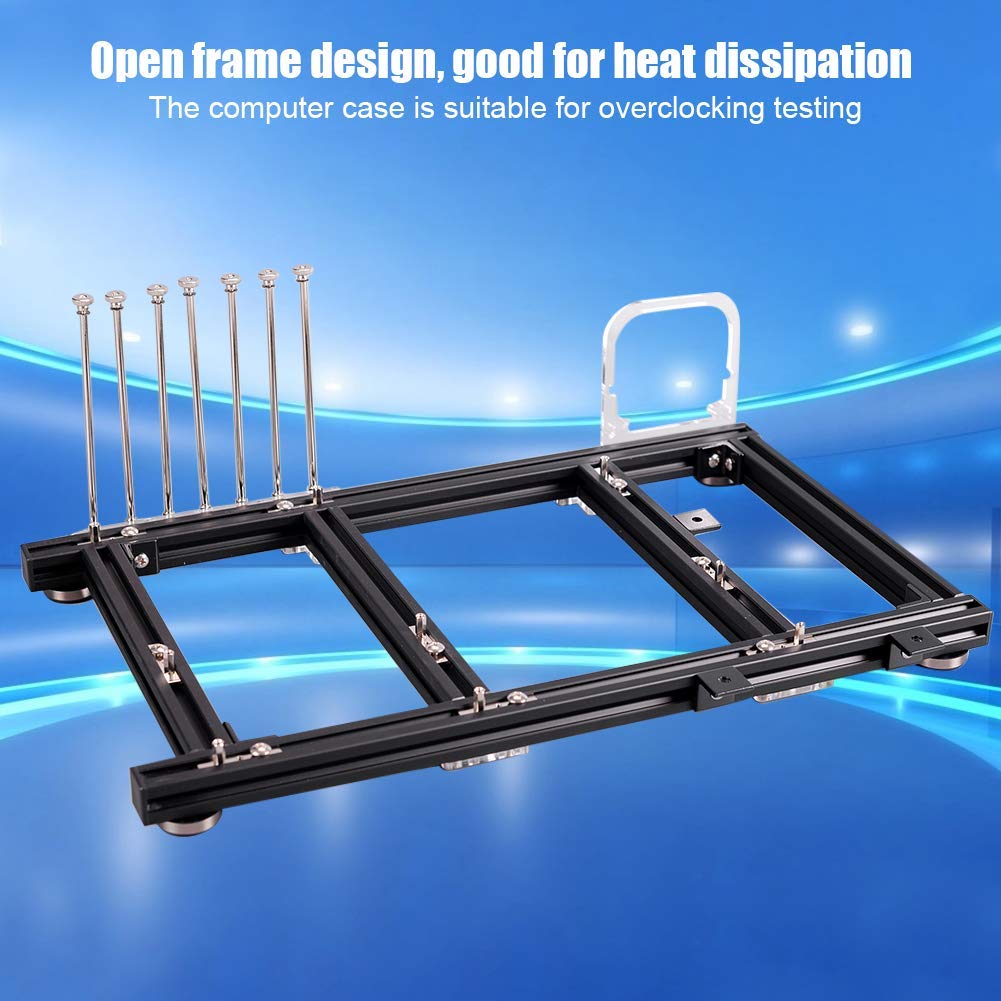 143 Open Frame Aluminum Alloy ATX PC Case - Lightweight Computer Chassis for DIY Builds & Overclocking Test Bench | Excellent Heat Dissipation | Perfect for Gaming Rigs, Workstations & PC Modding (Black)