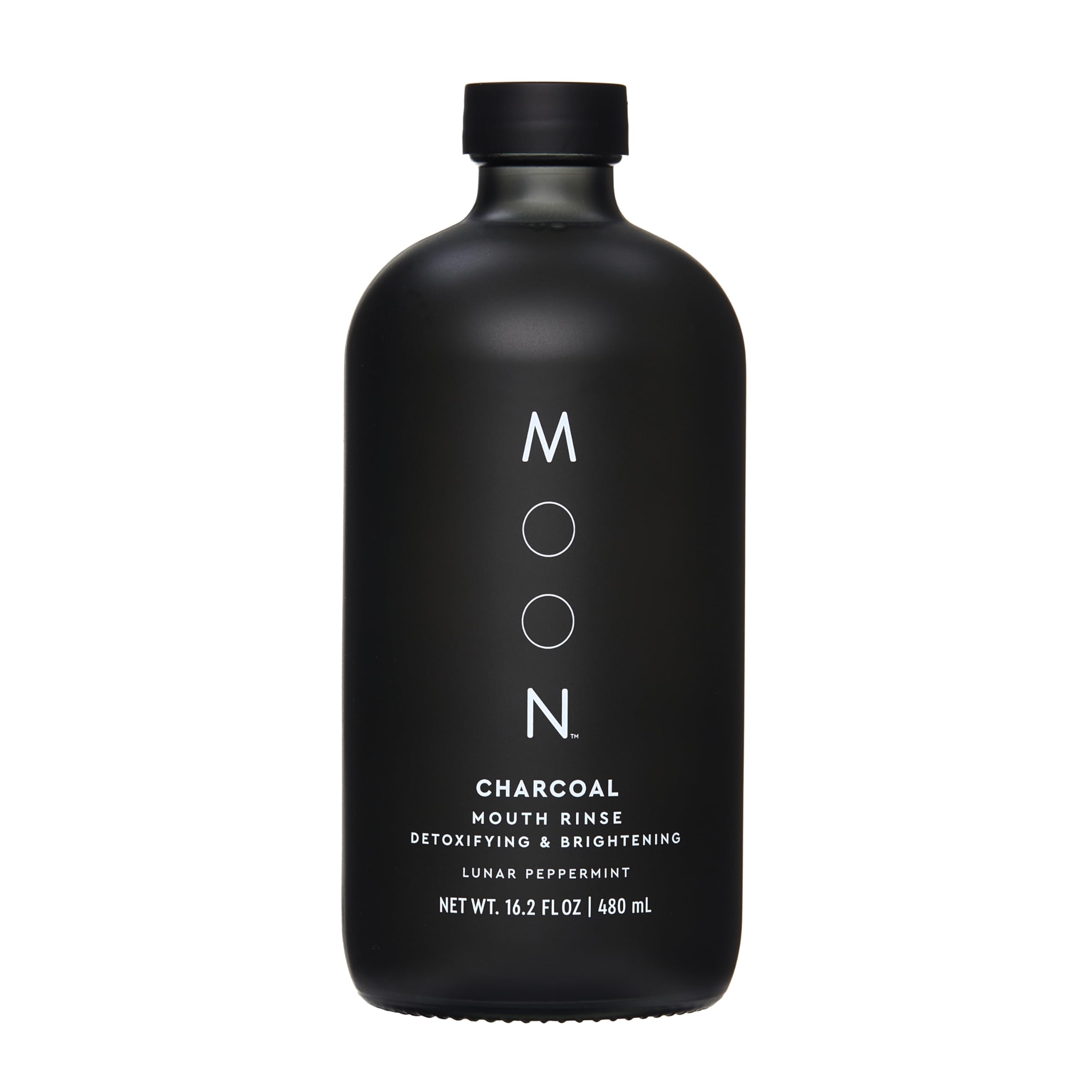 MOON Charcoal Teeth Whitening Mouthwash for Adults - Alcohol & Fluoride Free, Non-Abrasive Activated Charcoal Formula - Enamel Safe, No-Burn Oral Rinse - Promotes Healthy Gums & Fresh Breath (16.2 Fl Oz) - Perfect for Daily Use, Travel & Post-Dental Care Whitening Maintenance
