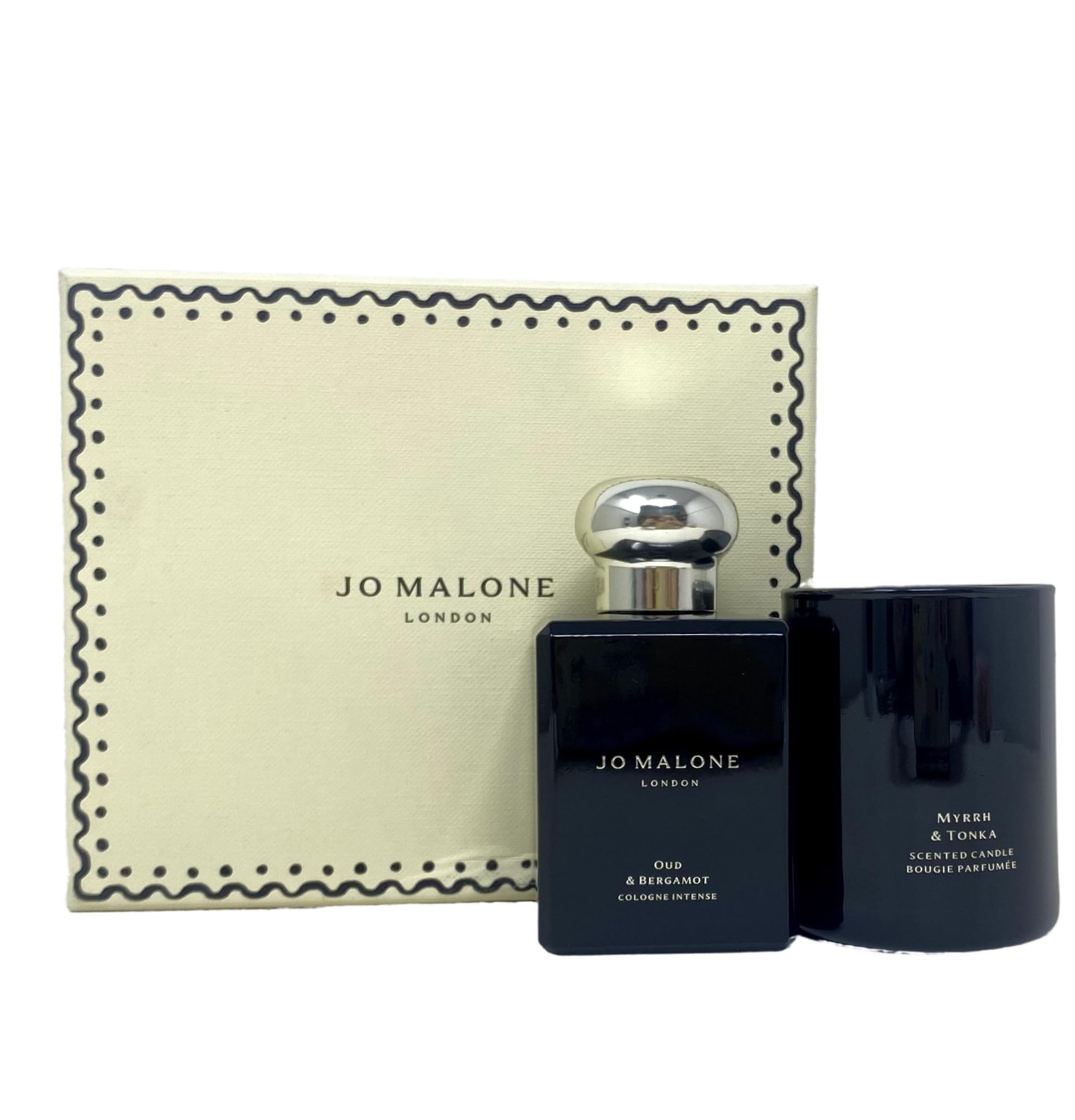 Jo Malone London Oud & Bergamot Cologne Intense & Myrrh & Tonka Travel Candle Set - Luxury Perfume & Scented Candle Gift for Home, Office & Romantic Nights