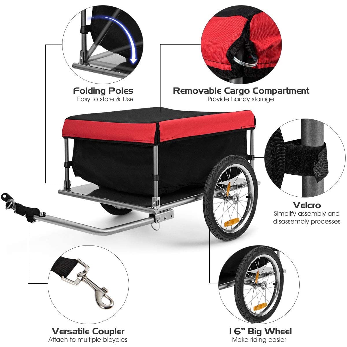 Goplus Foldable Bike Cargo Trailer - 16