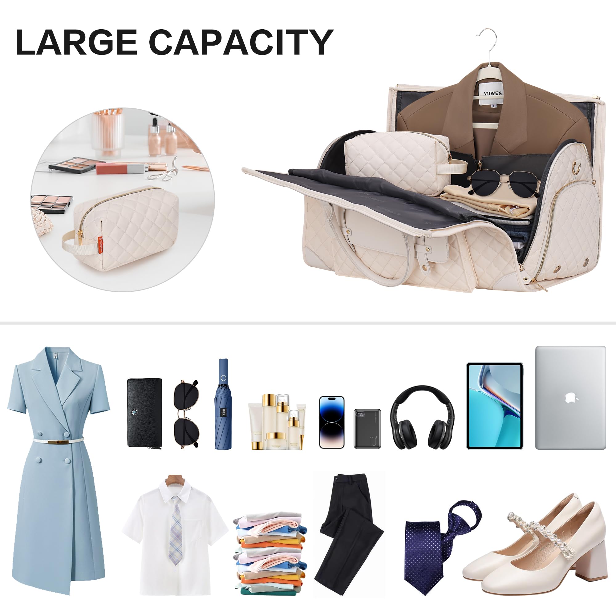 Convertible Carry-On Garment Bag for Travel - Hanging Suit & Dress Storage Organizer with Shoe Compartment | Perfect for Business Trips, Weddings & Closet Organization