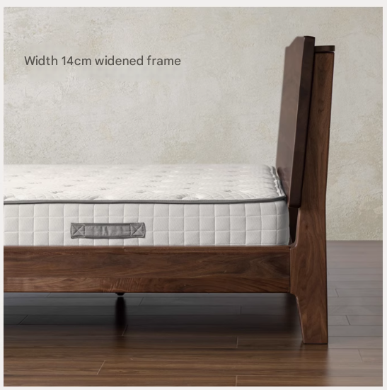 Black Walnut Solid Wood Bed Frame - Wabi Sabi Style Minimalist Bedroom Furniture for Zen & Japandi Home Decor