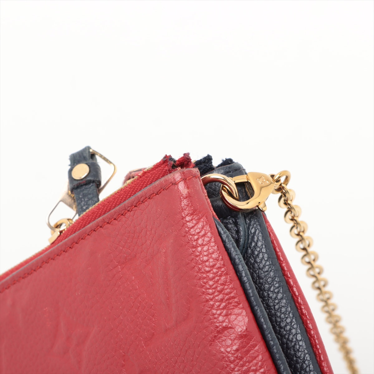 Louis Vuitton Monogram Empreinte Double Zip Pochette Handbag - Navy Red Leather Crossbody Bag for Women | Perfect for Travel, Date Night & Everyday Use