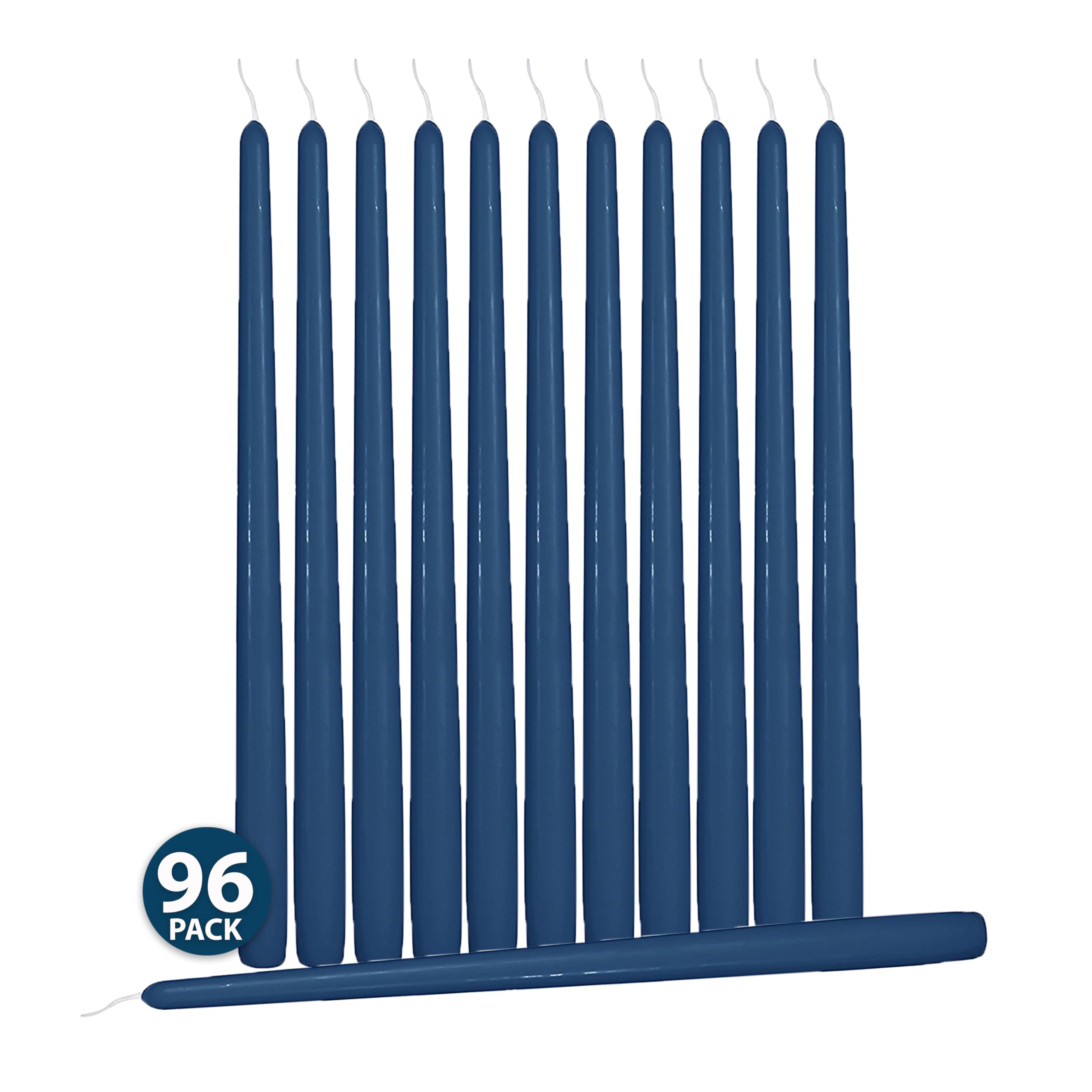 Hyoola 12 Inch Midnight Blue Unscented Dripless Taper Candles Bulk Pack of 96 - Long Lasting 10 Hour Burn Time - Perfect for Weddings, Dinner Parties, and Holiday Decorations