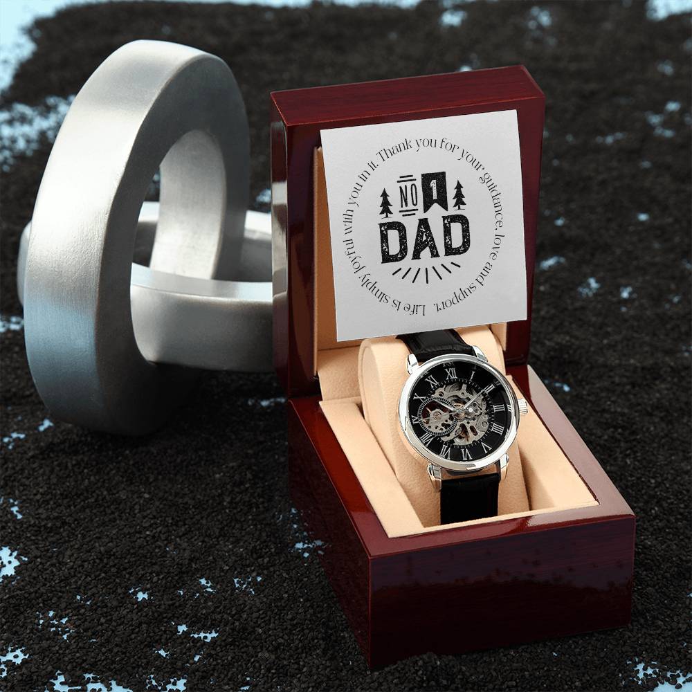 Openwork Men's Watch - Elegant Father's Day & Birthday Gift for Dad from Daughter or Son | Perfect for Business, Casual Wear & Special Occasions