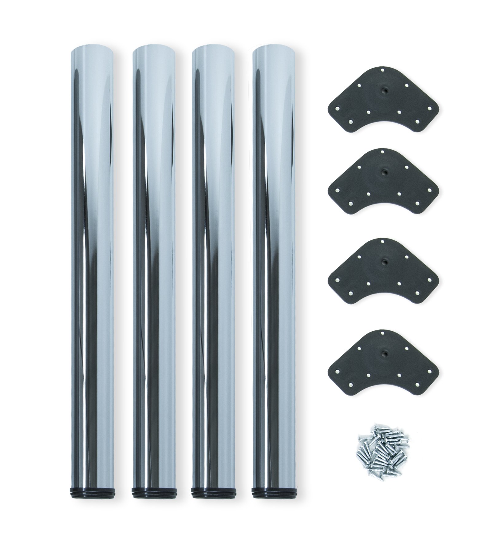 4 Pack Adjustable Table Legs 60x710mm Chrome Steel - Perfect for DIY Furniture, Kitchen Islands, Workbenches & Home Office Desks