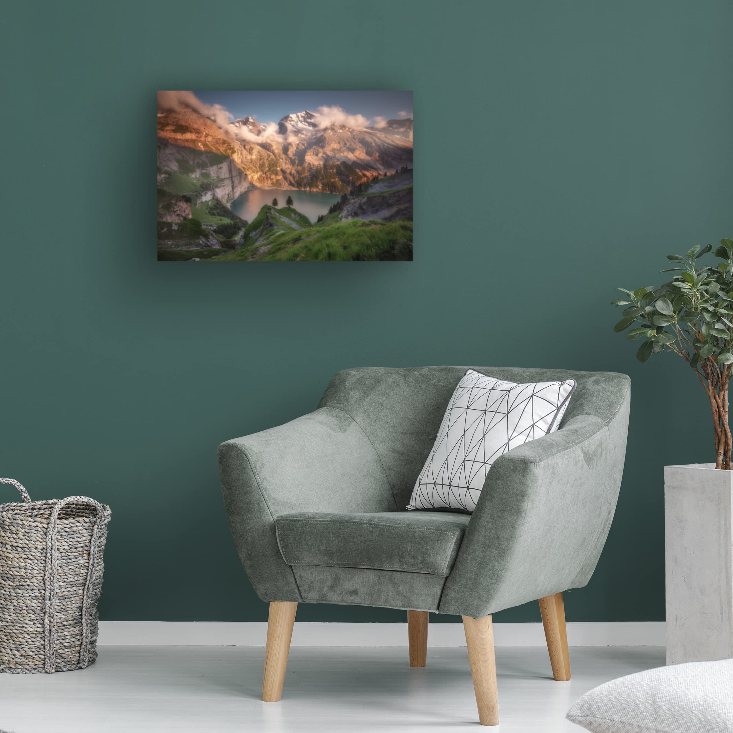 Trademark Fine Art 'Oeschinensee' Canvas Wall Art Print by Richard Beresford Harris - Stunning Swiss Landscape Painting for Living Room, Bedroom & Office Decor