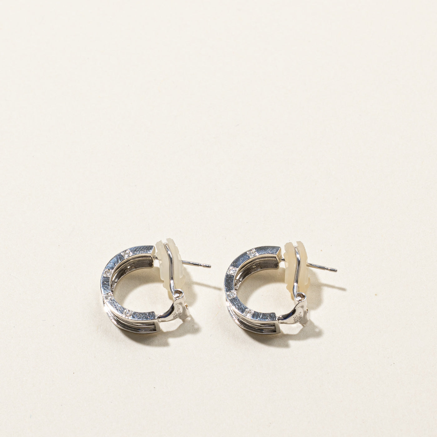 0.10ctw Flush Set Diamond Huggie Hoop Earrings for Women - Minimalist Everyday Luxury Jewelry for Work, Date Night & Special Occasions