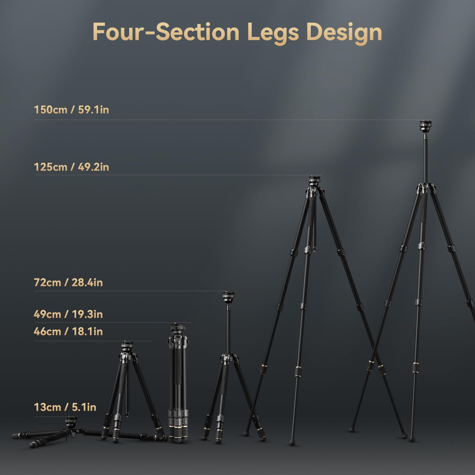 SMALLRIG AP-100 FreeRover Carbon Fiber Tripod - 59