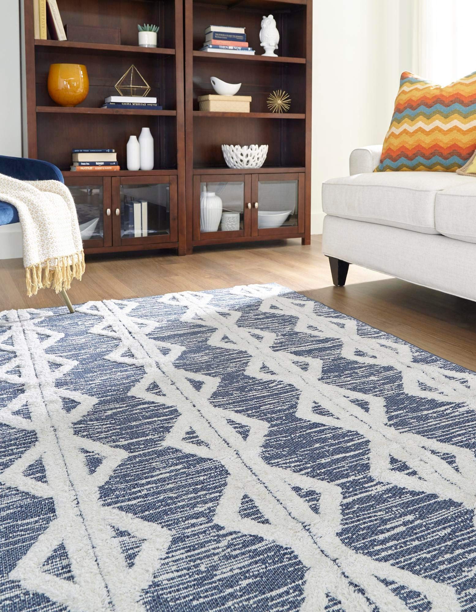 Sabrina Soto Casa Collection 9' x 12' Navy Blue Area Rug - Soft High Pile Living Room Carpet for Large Spaces, Dining Rooms & Open Floor Plans | Perfect for Cozy Home Decor & Family Gatherings