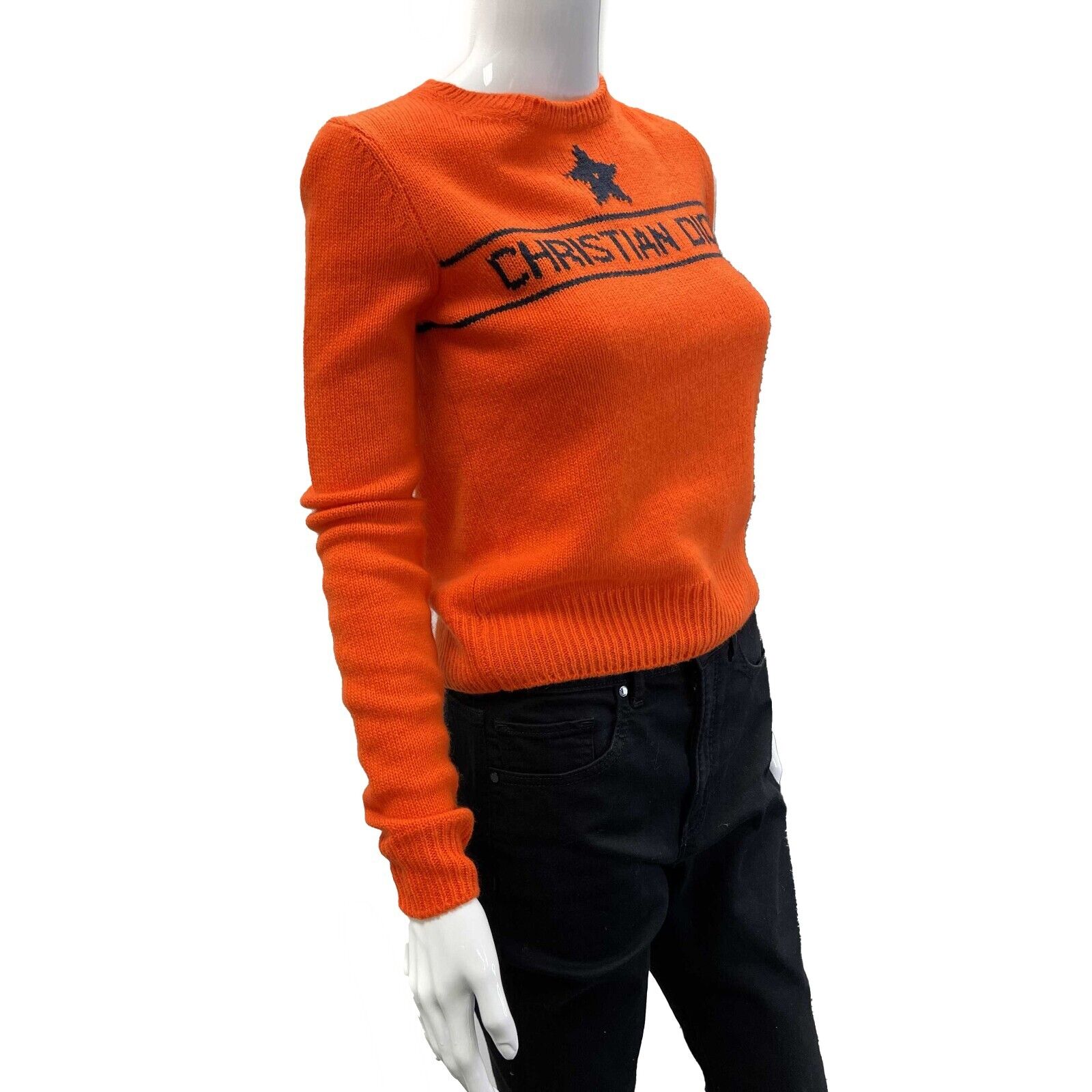 Christian Dior NEW Hamptons Limited Edition Orange Cashmere Sweater Women's Size US 2 (34) - Luxury Winter Pullover for Holiday Parties & Upscale Events