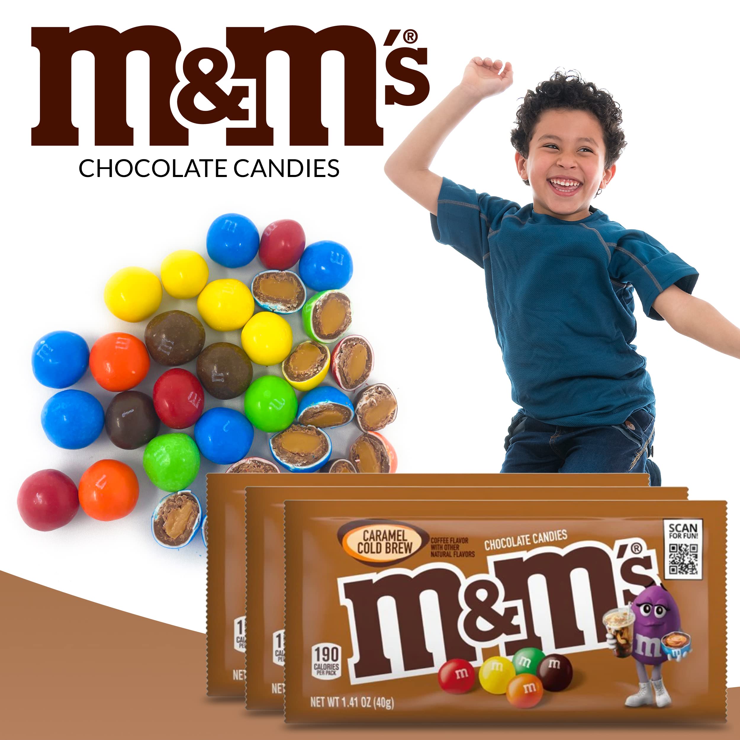 M&Ms Caramel Cold Brew Coffee Candy - 3 Pack (1.41 oz Each) - Milk Chocolate with Cold Brew Coffee Flavored Caramel - Perfect for Office Snacks, Movie Nights & Coffee Lover Gifts