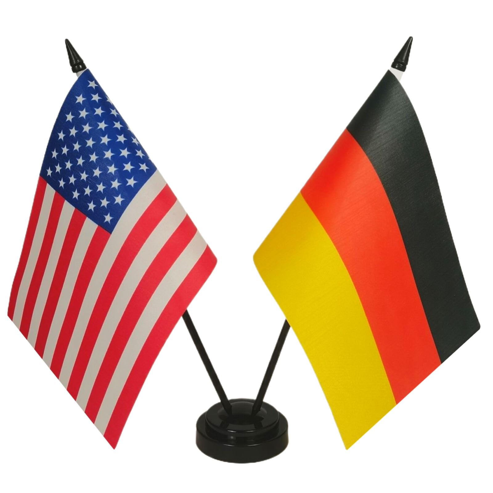 Miniature American & German Friendship Table Flag Set - USA & Germany Desk Flags for Office, Room Decor, and International Events - Perfect for Home, Office, or Diplomatic Displays
