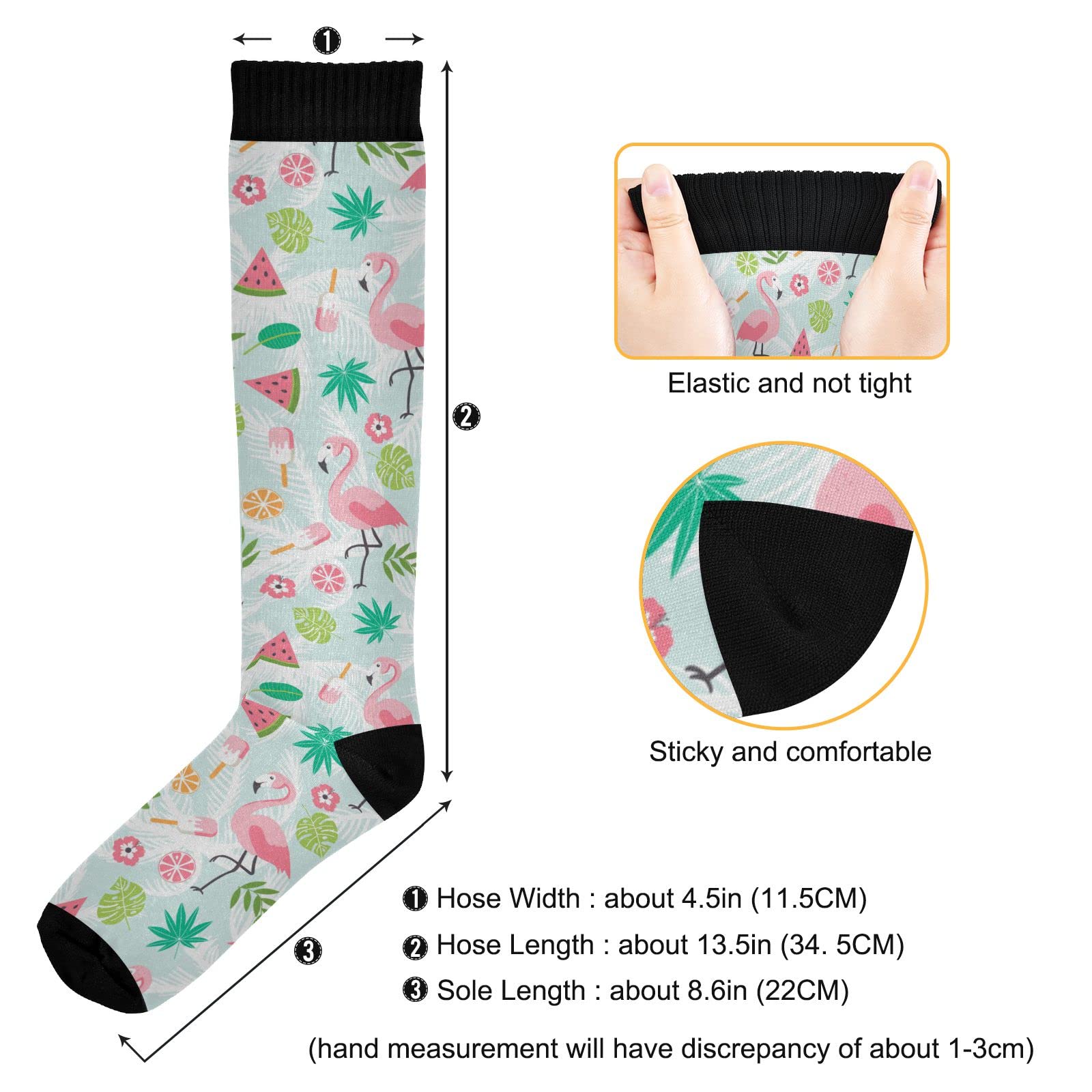 JUNZAN Floral Print Black Compression Socks for Women & Men - Medical Grade Circulation Support Socks for Running, Cycling, Nursing & Travel - Athletic Performance & Recovery Legwear for Sports & Work