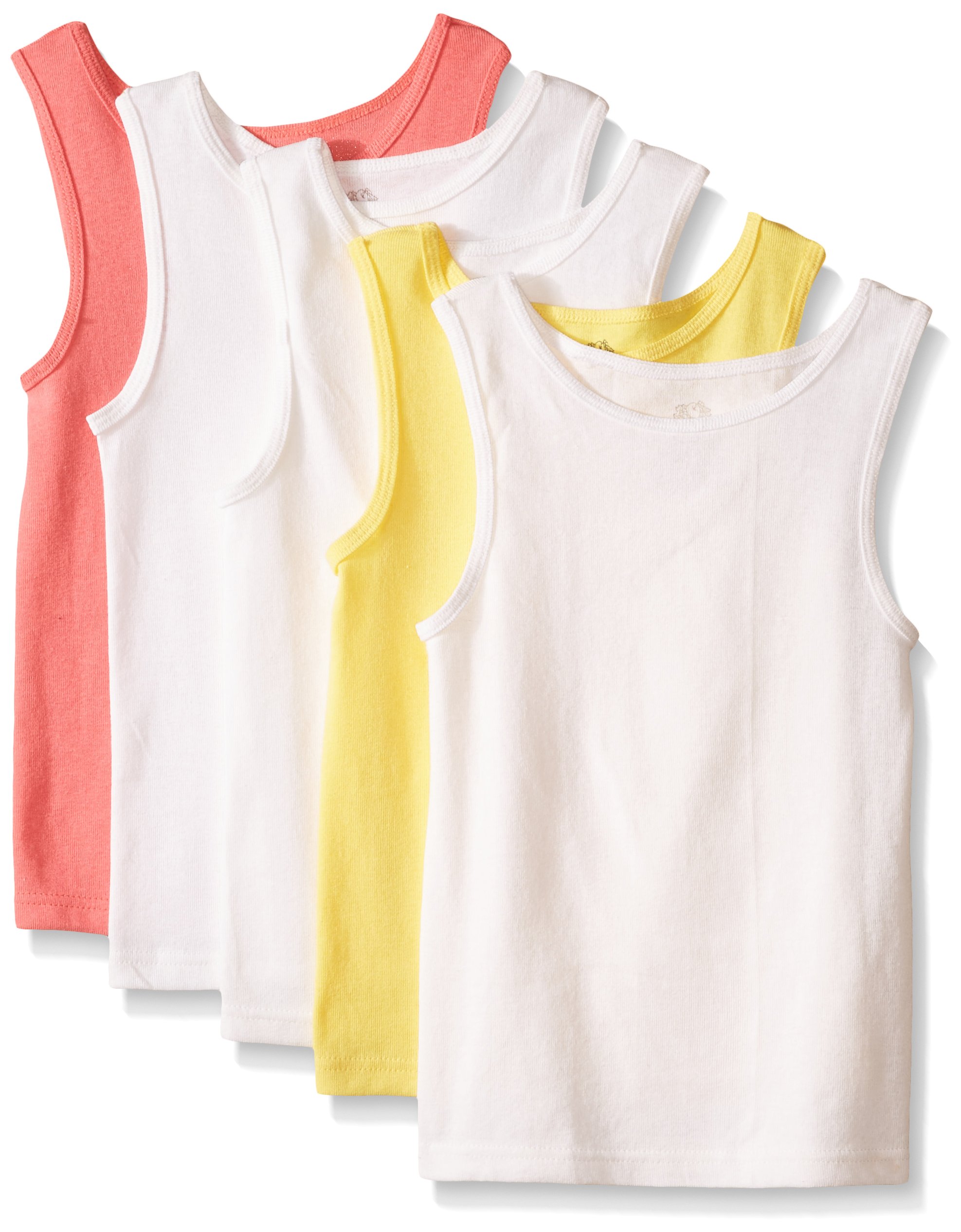 Fruit of the Loom Girls' Tank Tops 5-Pack - Soft Cotton Sleeveless Shirts for Toddlers & Kids - Perfect for Summer, Playtime & School Activities