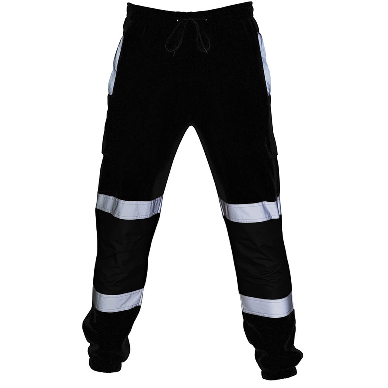 Men's Cargo Pants with Reflective Strip - Lightweight Work Pants for Outdoor Activities, Hiking & Casual Wear - Silver Plush Stitched Design