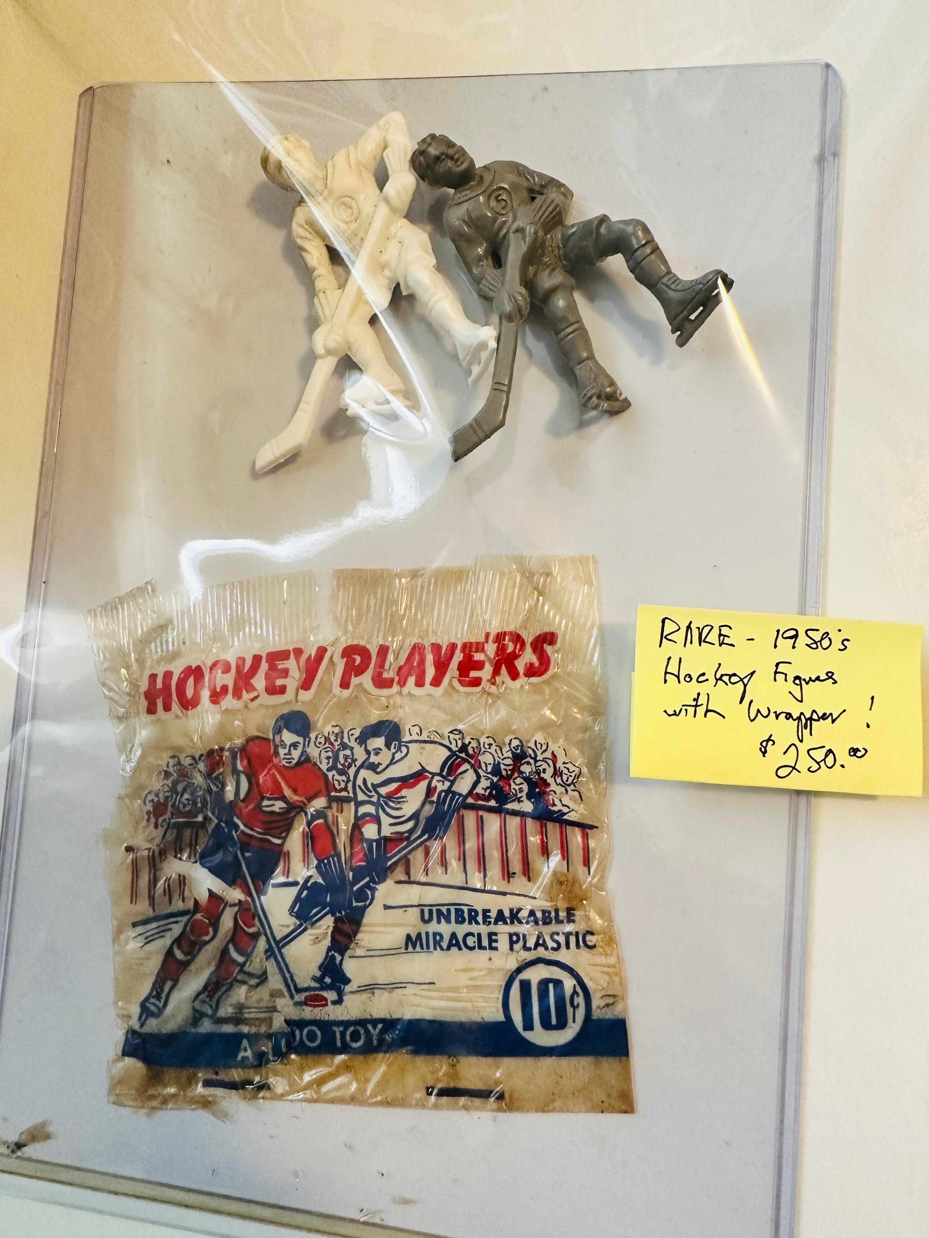 Vintage 1950's NHL Hockey Player Figures Toys with Original Wrapper - Collectible Sports Memorabilia for Display & Gift Giving