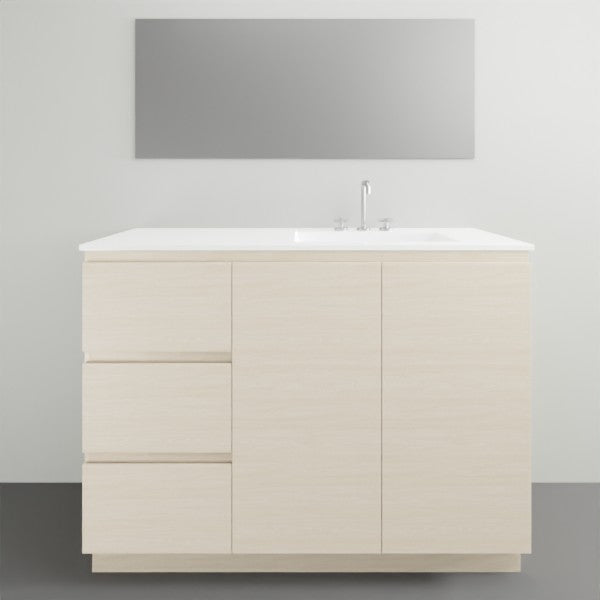 ADP Glacier Lite Door and Drawer Trio Vanity Set with Ceramic Top - Modern Bathroom Storage Solution for Small Spaces, Perfect for Powder Rooms & Guest Baths