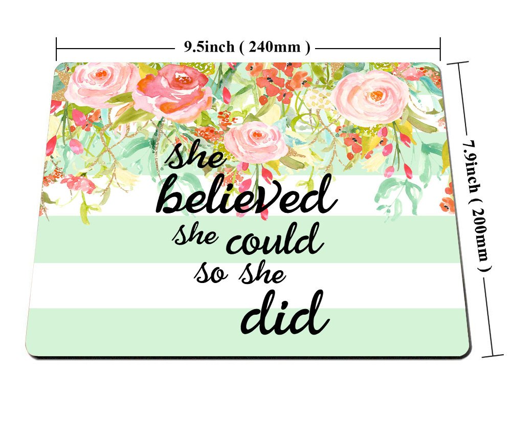 Custom Smooffly Gaming Mouse Pad with Inspirational Quote - Mint Stripe Design, Non-Slip Neoprene Surface for PC/Laptop/Office Use | Motivational Gift for Gamers & Professionals