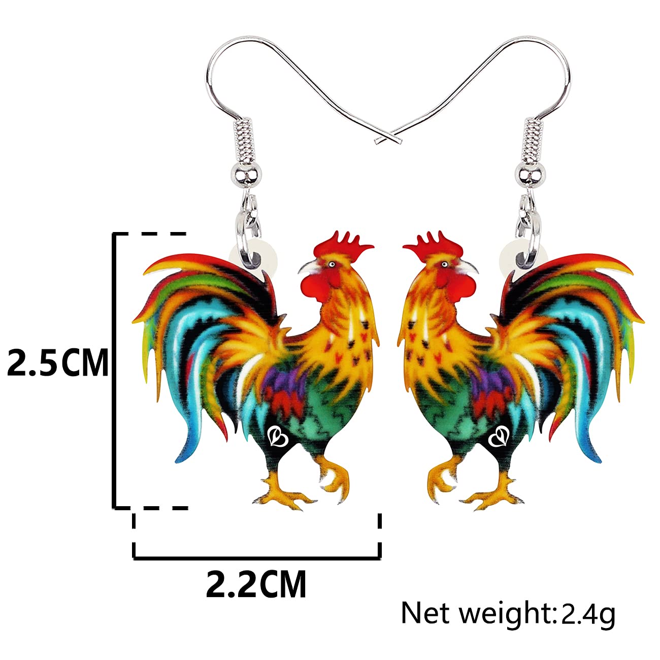 NEWEI Acrylic Cute Chicken Earrings - Dangle Charms Farm Animal Jewelry for Women | Unique Gifts for Chicken Lovers, Farm Enthusiasts & Animal-Themed Fashion | Perfect for Country Style, Farmhouse Decor & Themed Parties