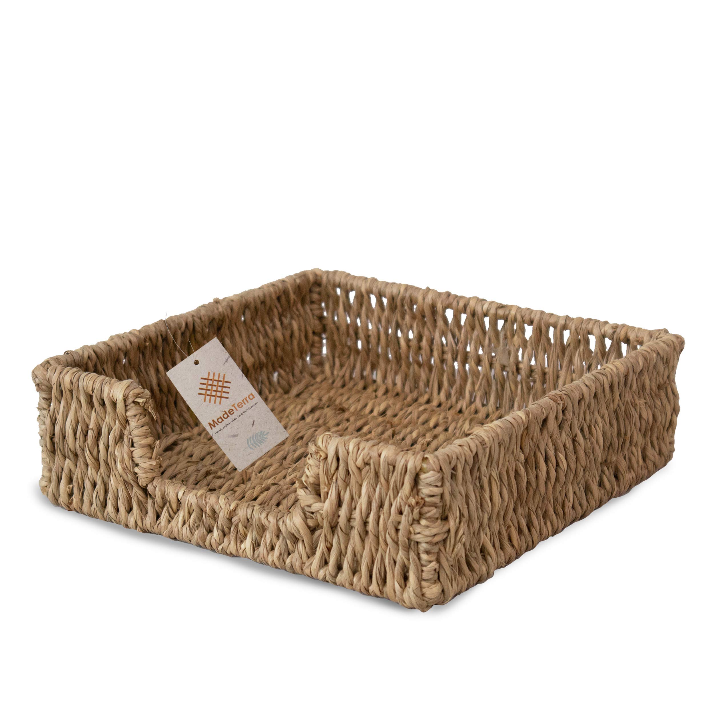 Rustic Wicker Paper Towel Holder - Kitchen Napkin Dispenser Organizer for Dining Room & Bathroom Vanity Countertop | Perfect for Buffet Serving, Guest Towel Storage, and Hand Towel Organization