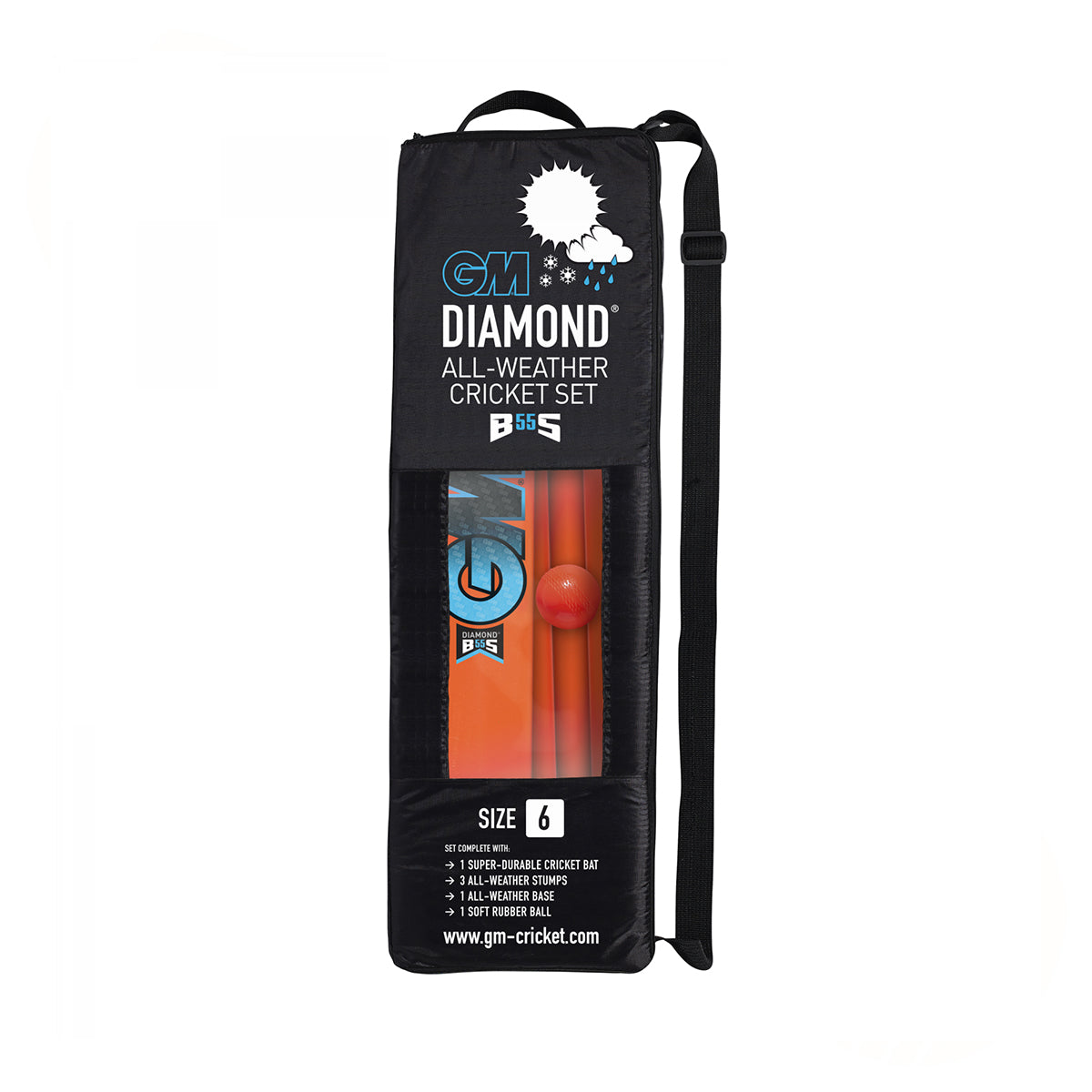 Gunn & Moore Diamond All Weather Cricket Set - Premium Cricket Bat, Ball & Stumps for Outdoor & Indoor Play - Perfect for Practice, Matches & Backyard Games