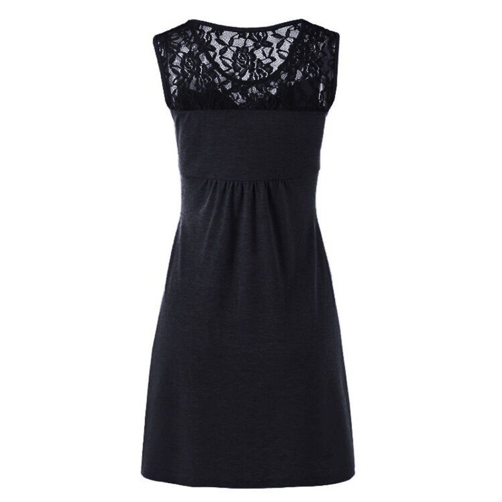 Women's Plus Size Sleeveless Lace Floral Patchwork Bow Party Dress Top - Summer Casual Vest for Beach, Wedding & Special Occasions