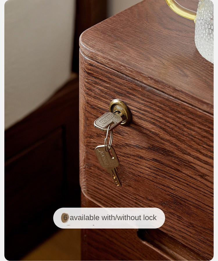 Solid Oak Wood Nightstand with Lock - Stylish and Secure Bedside Table for Bedroom Decor