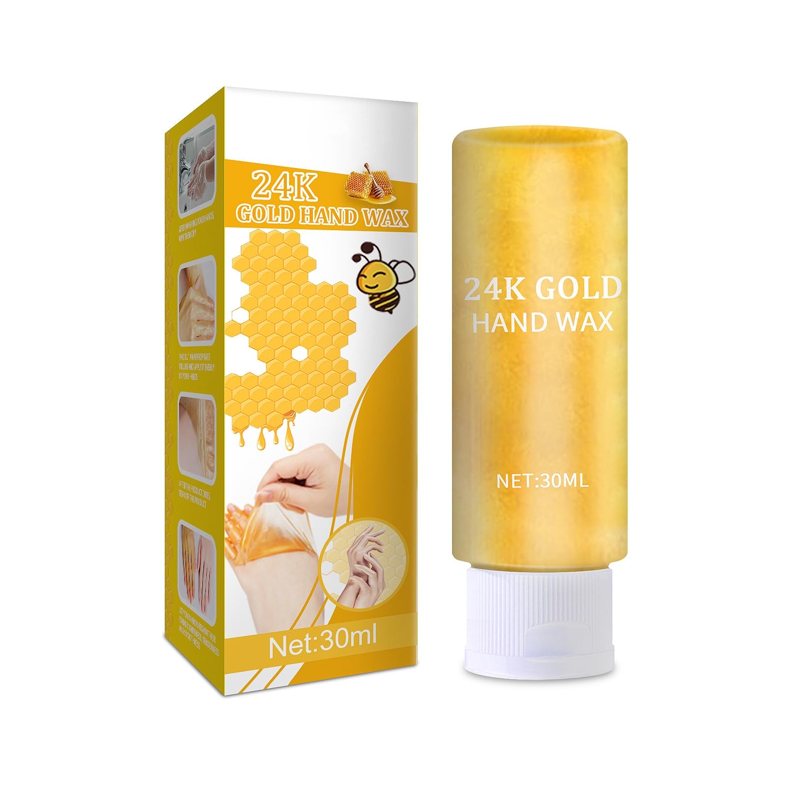 FILFEEL 30ml 24K Gold Hand Wax Mask - Milk & Honey Exfoliating Peel Off for Whitening, Moisturizing & Nourishing Dry Hands - Perfect for Spa, Salon & At-Home Hand Care Routine