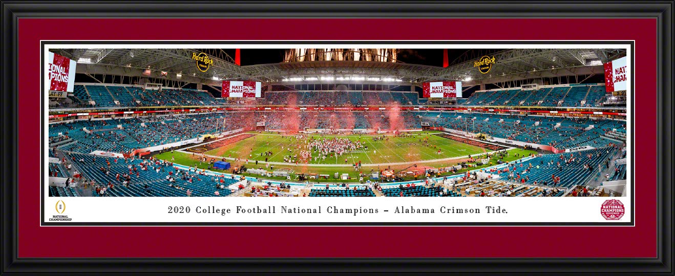 Alabama Crimson Tide 2020 College Football National Champions Panoramic Poster & Framed Picture - Blakeway Panoramas Wall Art for Game Room, Sports Bar & Fan Cave Decor