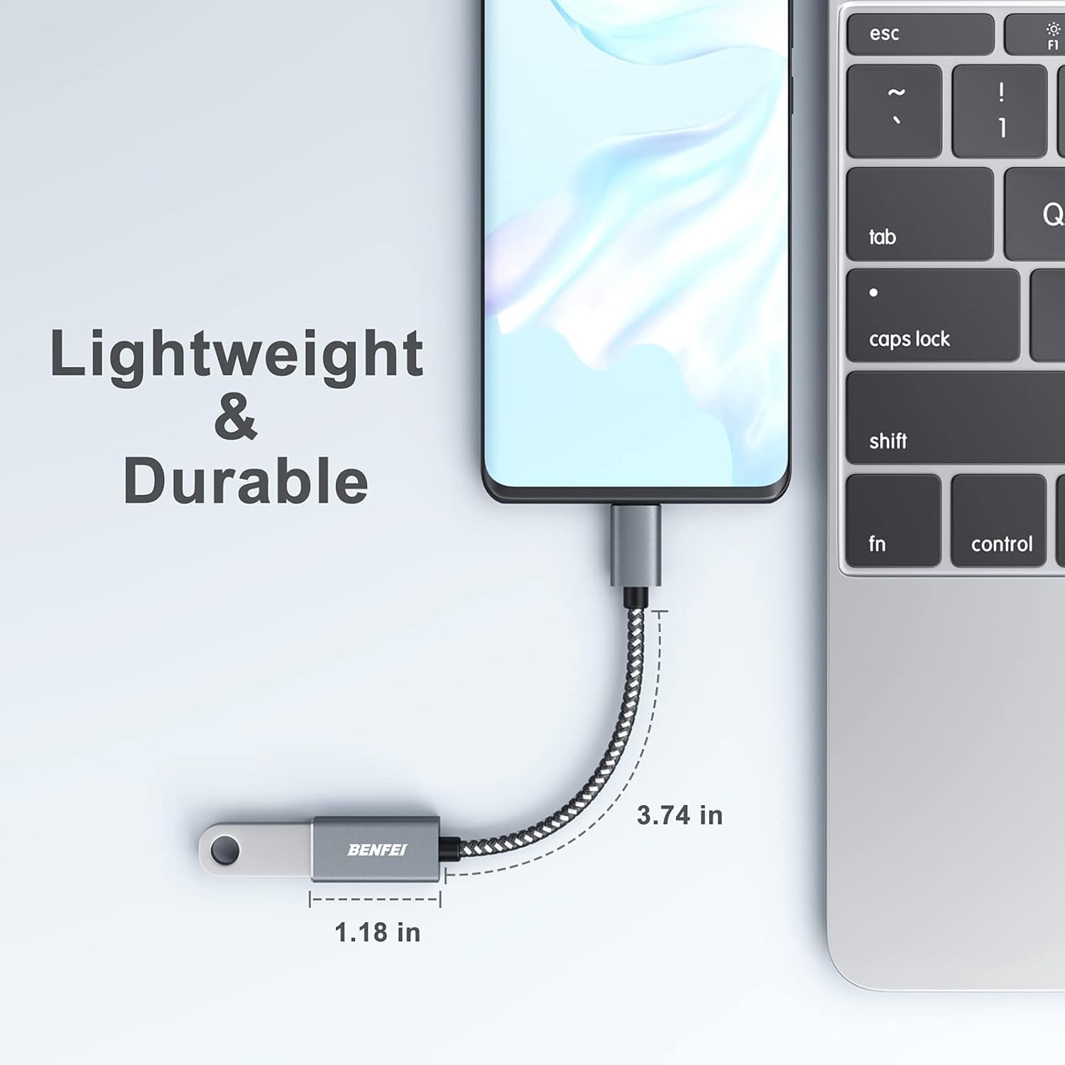 BENFEI USB C to USB 3.0 Adapter (2 Pack) - USB Type C Male to USB A Female Converter Compatible with iPhone 15 Pro/Max, MacBook Pro/Air 2023, iMac, Galaxy S23, Dell XPS 17 - Perfect for Data Transfer & Charging Devices