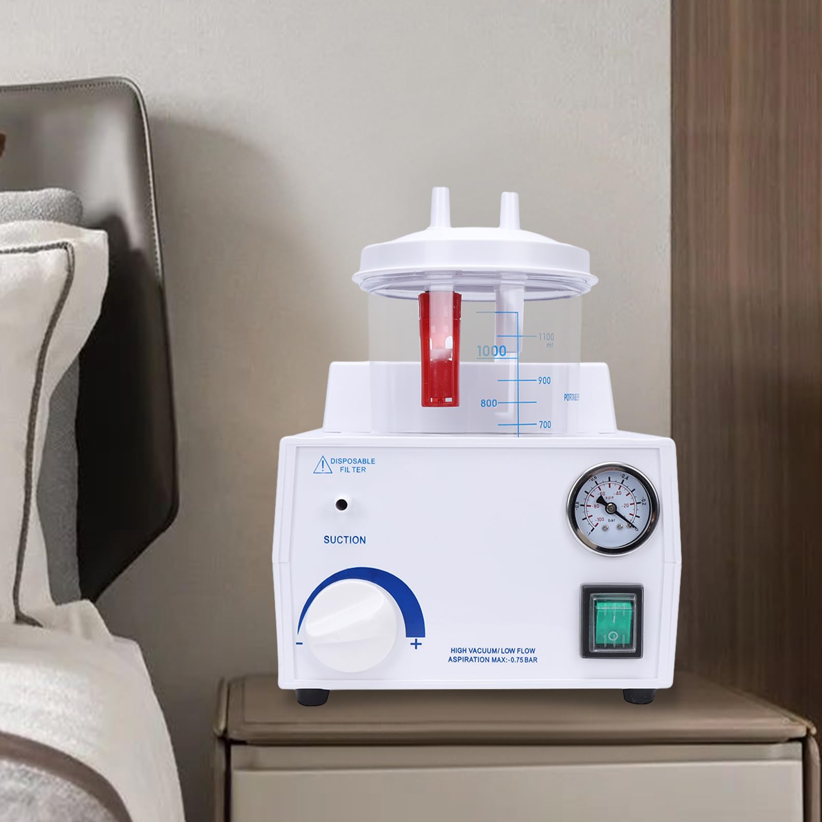 Portable Dental Suction Machine 110V - 1000mL Emergency Medical Vacuum Unit for Home & Lab Use - Compact 7.71x9.25x9.57inch - Perfect for Dental Clinics, First Aid Kits & Small Medical Practices