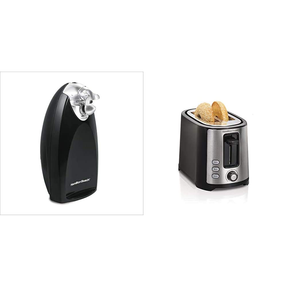 Hamilton Beach Electric Can Opener & 2-Slice Toaster Set with Auto Shutoff, Bagel Function - Perfect for Kitchens, Camping & Emergency Preparedness