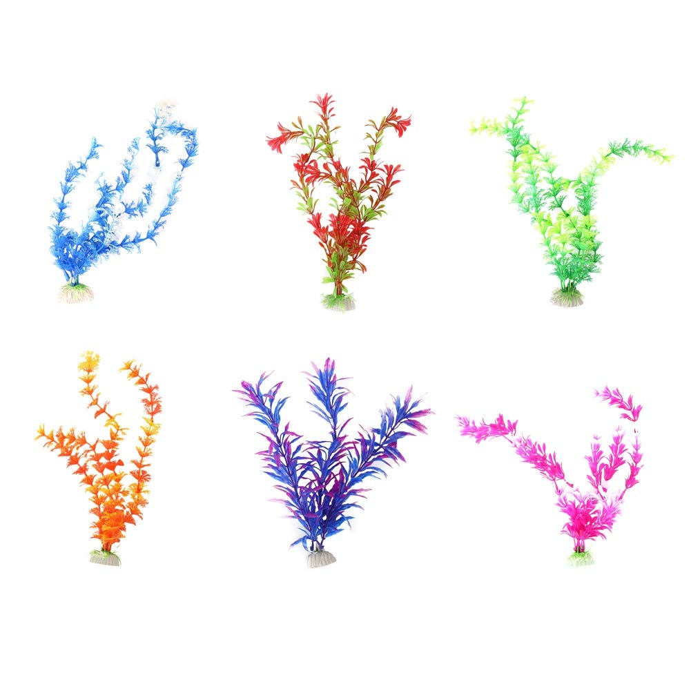 6PCS Artificial Aquarium Plants - Plastic Underwater Grass Decor for Fish Tank, Realistic Water Plants for Aquascaping & Fish Tank Landscaping - Perfect for Freshwater & Saltwater Aquariums, Betta Fish Tanks & Home Decor