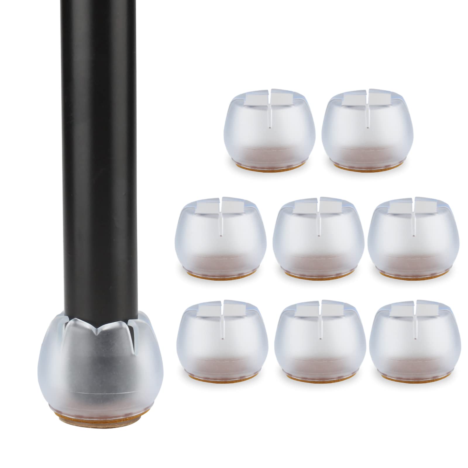 Andux 8-Piece Round Bottom Silicone Chair Leg Protectors - Clear Non-Slip Furniture Floor Pads for Wood Floors, Tables & Chairs - Prevents Scratches & Noise - Ideal for Home, Office & Dining Room Use