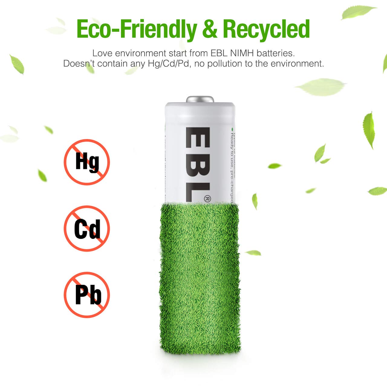 EBL AA Rechargeable Batteries 2800mAh - 4 Pack NiMH High Capacity 1.2V Double A Batteries, Pre-Charged & Long Lasting for Cameras, Toys, Flashlights, and Electronic Devices