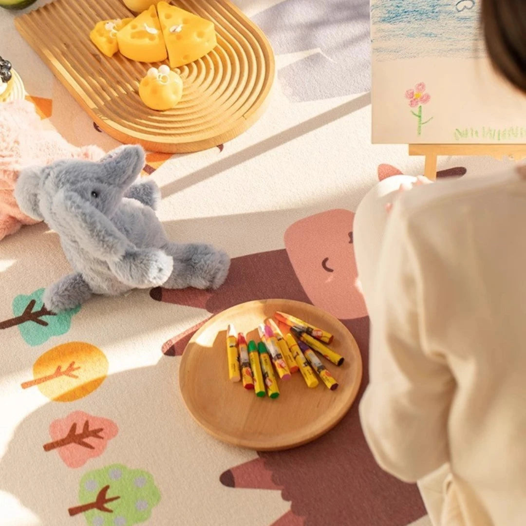 Premium Velvet Spillproof Nursery Rug for Kids - Soft & Durable Play Mat for Baby Crawling, Toddler Playroom & Daycare Flooring - Phyllis Wonderland Collection